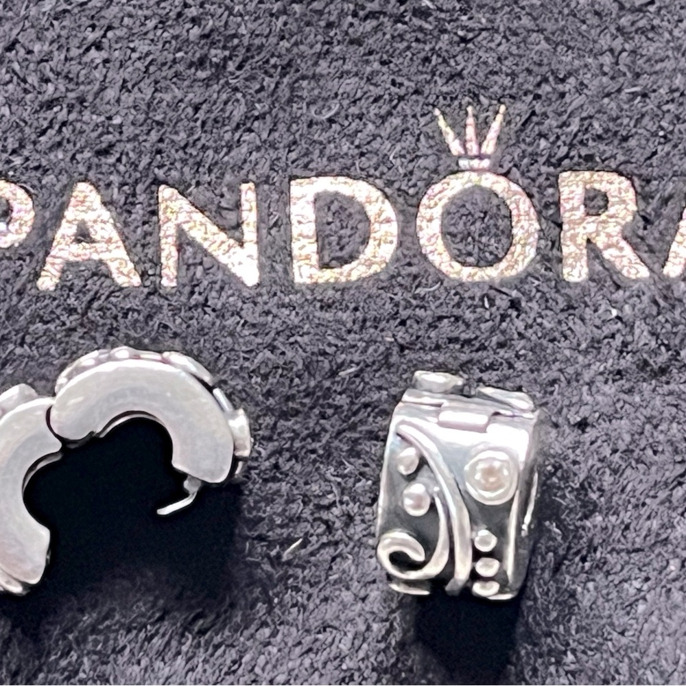 PANDORA- SET of Authentic Clear CZ Tendril Clips